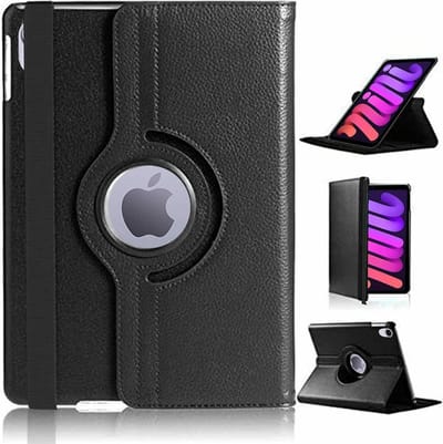 Hoes geschikt voor iPad Mini 6 / iPad mini 2021 Zwart - Hoes geschikt voor iPad Mini 6 cover - Hoes geschikt voor iPad Mini 6 - Hoes geschikt voor iPad Mini 6 hoesje - Hoes geschikt voor iPad mini 6 case - 360° draaibare Hoes Kunstleer