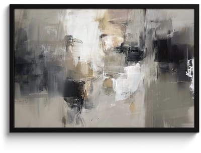 Poster in lijst - Fotolijst 90x60 cm - Posters - Kleurenpalet - Penseelstreken - Beige - Nevelig - Posterlijst zwart - Decoratie - Wanddecoratie woonkamer - Muurdecoratie slaapkamer