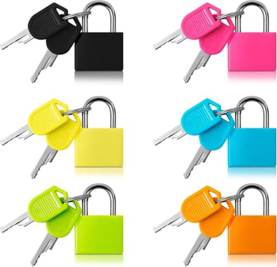 Bagagsloten, 6 stuks hangslot met sleutel, kleine koffersloten, 6 kleuren, kofferslot, klein, met sleutel voor bagage, tas, reiskoffer, slot, dagboek, DQA9255A006EU