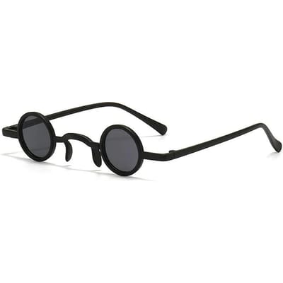 Rock Punk Man Zonnebril Klassiek Klassiek Kleine Ronde Vorm Zonnebril Dames Brede Neusbrug Metalen Materiaal Frame Zwart Glas Oogbescherming Rijbril black