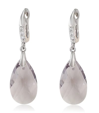 Behave Oorhangers dames – zilverkleurig – transparant kristal druppel oorbellen - stijlvolle vrouwen oorhangers - sieraden - geschenkdoos - cadeau