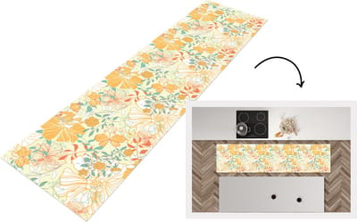 Keukenloper - Loper keuken - Bloemen - Patronen - Vlinders - 200x50 cm - Keukenloper vinyl