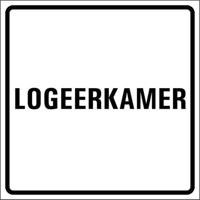 Logeerkamer sticker, wit zwart 200 x 200 mm