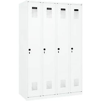 C+P Evolo Plus garderobekast, 4 vakken, rechts scharnierend, veiligheidsdraaistang, B 1200 x D 500 x H 1850 mm, verkeerswit/verkeerswit