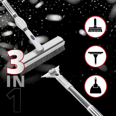 Walser Sneeuwborstel 3in1 met ijskrabber en rubberen lip - robuuste ijskrabber - sneeuwbezem met telescopische steel 75-100 cm