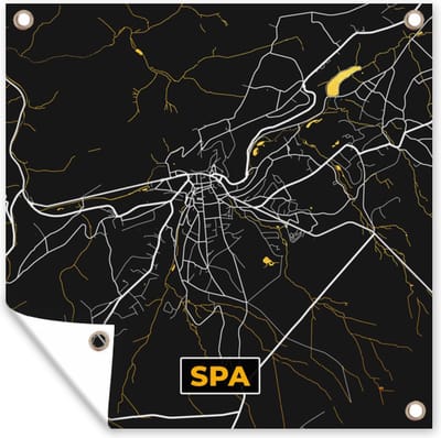 Tuin poster Kaart - Spa - Plattegrond - Goud - Stadskaart - 200x200 cm - Tuindoek