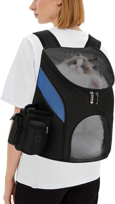 Huisdier Rugzak - Reisdrager - Veilig Vervoer - Goede Ventilatie - L tot 6kg - Zwart