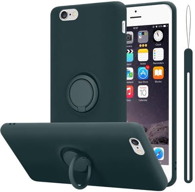 Cadorabo Hoesje geschikt voor Apple iPhone 6 / 6S in LIQUID GROEN - Beschermhoes van flexibel TPU silicone Case Cover met ring