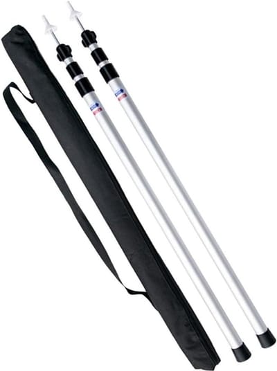 Telescopische tentstokken - Verstelbare stangen - Luifel opzetten - Draaistang mechanisme - 86 tot 230 cm - Zilver