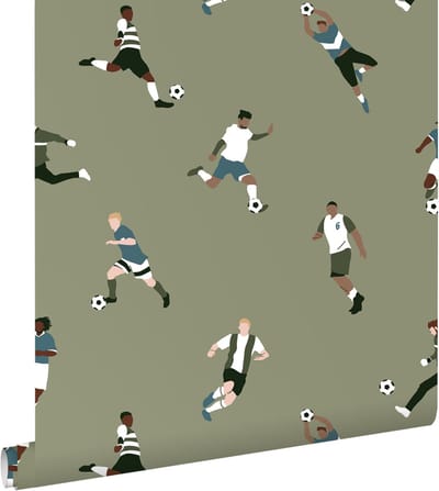 ESTAhome behang voetbalspelers donkergroen - 50 x 900 cm - 131554