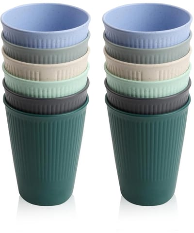 Dailygoods- Plastic Bekers 0,35 l - Herbruikbare Drinkbekers - Onbreekbaar - Voor Koffie/Thee/Melk - Ideaal voor Feest/Camping - Ergonomische Handgreep