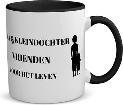Akyol - oma en kleindochter vrienden voor het leven koffiemok - theemok - zwart - Vriend - oma/kleindochter - oma cadeautjes - cadeau - kado - geschenk - kleindochter verjaardag - kleindochter artikelen - 350 ML inhoud