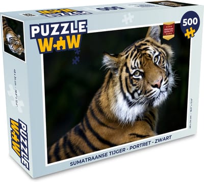 Puzzel Tijger - Portret - Zwart - Legpuzzel - Puzzel 500 stukjes