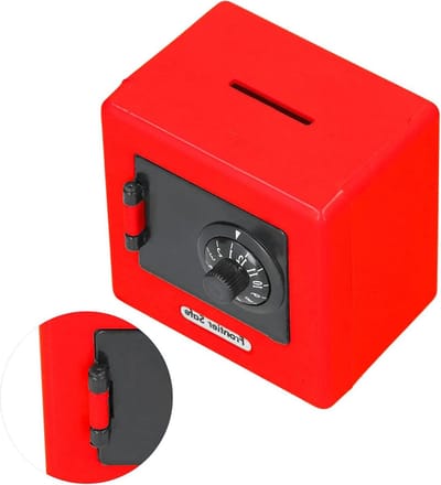 Kinderspaarbox - Muntopberger - Veilig Sparen - Cijferslot - 9x9x6 cm - Rood