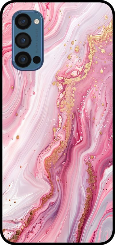 Smartphonica Telefoonhoesje Geschikt voor Oppo Reno4 Pro 5G met marmer opdruk - TPU backcover case marble design - Roze geschikt voor Oppo Reno4 Pro 5G