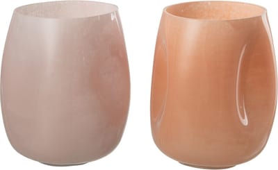 J-Line vaas Bult - glas - roze/oranje - small - 2 stuks - 16.5 cm hoog