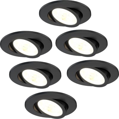 Ledvion - 6X LED Inbouwspot - Zwart - Dimbaar - 7W - IP65 - CCT - COB - Ø90mm