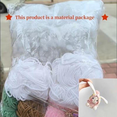 Poupée Lapin Fraise Mignonne Créative Pack de Matériaux DIY Soulage le Stress Crochetage à la Main Tissage Pendentif de Clé Cadeau pour Enfants
