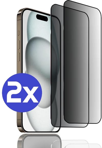 ArmorDrop Privacy Screenprotector Geschikt Voor iPhone 15 - Gehard Glas - 2 Stuks