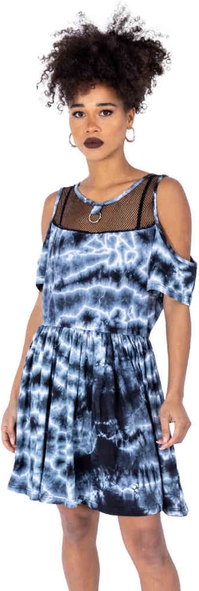 Chemical Black - Clarice Korte jurk - L - Zwart/Wit
