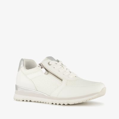 Marco Tozzi dames sneakers met rits en veter wit - Maat 37 - Uitneembare zool