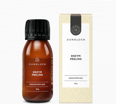 JUNGLÜCK | Enzym Peeling | Mechanische peeling in poedervorm | Verwijdert huidschilfers op milde wijze & egaliseert de teint | 10% vitamine C | 30 g