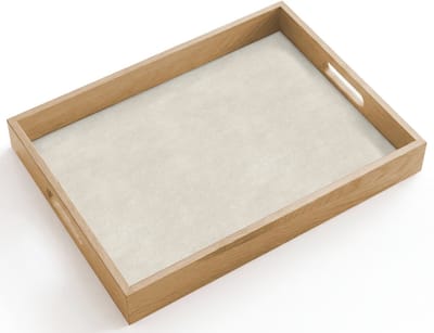 Dienblad hout 40x30 cm - Schootdienblad - Zandkleurig - Modern - Egaal - Borrelplank rechthoek - Plateau dienbladen