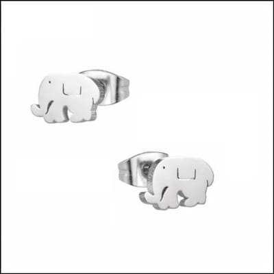 Aramat Jewels | Oorbellen | RVS Dieren Oorbellen Diverse Motieven - Dierenliefhebber Oorstekers | Olifant/Zilverkleur-10x6mm | |8mm | Staal | Kinderen, Volwassenen | Verkleurd niet