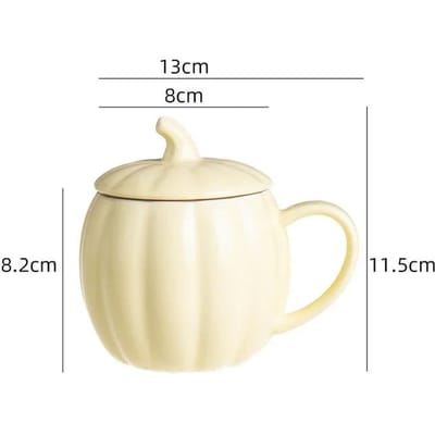Koffiekop Pure Kleur Pompoenvormige Keramiek Waterbeker met Deksel Huishouden Ontbijt Melk Sap Mokken Yoghurt Afternoon Tea Kop 400ml