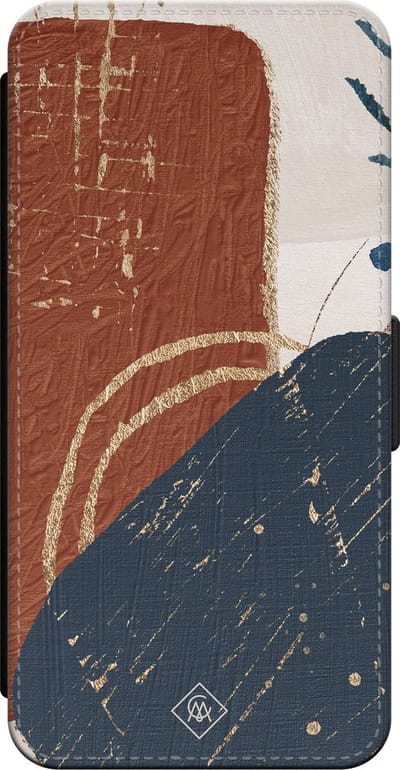 Casimoda® bookcase - Geschikt voor iPhone 16 - Hoesje met pasjeshouder - Abstract Terracotta - Multi - Kunstleer
