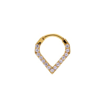 Lucardi - Dames Stalen goldplated helixpiercing met zirkonia - Piercing - Staal - Goudkleurig