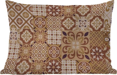 Buitenkussens - Tuin - Bloemen - Figuren - Vintage - Bruin - Design - 50x30 cm