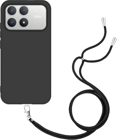 Cazy hoesje met koord geschikt voor Xiaomi Poco F8 Pro Hoesje met Koord - Flexibele Case - Zwart
