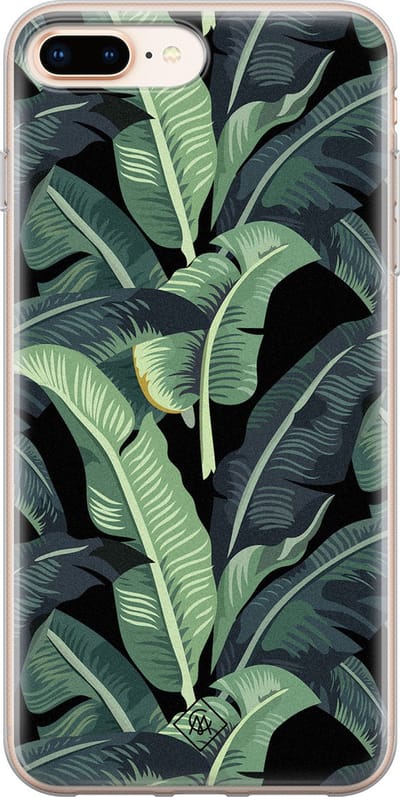 Casimoda® hoesje - Geschikt voor iPhone 8 Plus - Palmbladeren Bali - Siliconen/TPU telefoonhoesje - Backcover - Planten - Groen