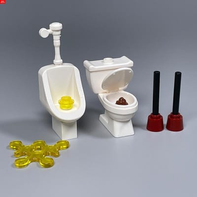 MOC Briques urinoirs Toilettes Ménage public Salle de bain Centre commercial masket Scène Meubles Blocs de construction éducatifs BRICOLAGE Jouets 1 set white