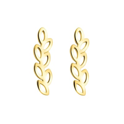 Goudkleurig Bladeren Oorbellen - Verguld Oorstekers Bladeren - Zilver 925 - Leaf Stud Earrings - Amona Jewelry