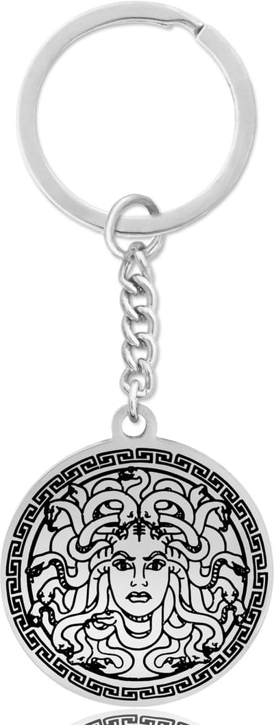Medusa Sleutelhanger - Zilverkleurige Mythologie Talisman - Symbolisch Cadeau - Roestvrij Staal - Pax Amare