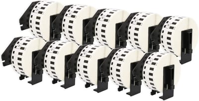 10 Rollen Eindeloze Etiketten 12mm x 30.48m voor P-Touch QL-Serie Printers
