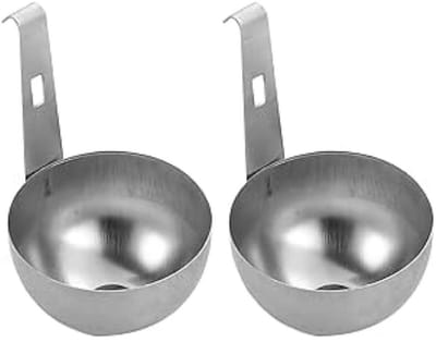 Daity Hangende gepocheerde eierkoker van roestvrij staal - 2 gepocheerde eierdopjes voor eenvoudig koken - gepocheerde eierpot