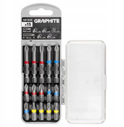 GRAPHITE Bitset 15-delig - PH, PZ, TX - 25 mm en 50 mm