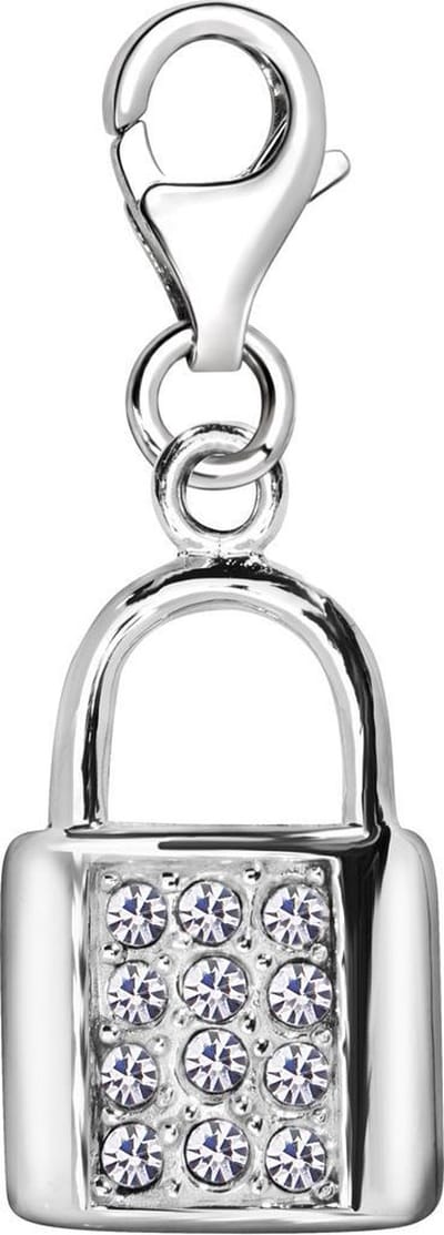 Quiges – 925 - Zilver – Charm - Bedel - Hanger - Zirkonia Slot - met – sterling - zilver - karabijnslot - geschikt - voor - Bedelarmband HC268