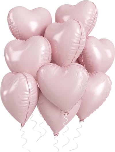 Roze Hart Folie Ballonnen voor Baby's - 10 Stuks, 45 cm, Helium Ballonnen voor Verjaardag, Babyshower, Bruiloft en Valentijnsdag