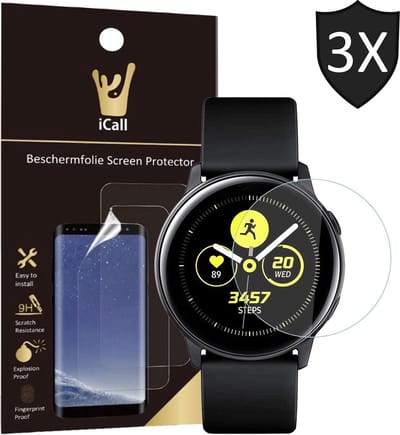 Screenprotector geschikt voor Samsung Galaxy Watch Active - Crystal Clear Volledig Screen Protector - 3 Stuks