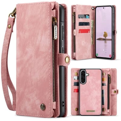 CaseMe Hoesje - Geschikt voor Samsung Galaxy A56 Hoesje - CaseMe 008 2-in-1 Book Case & Back Cover met Portemonnee - Roze