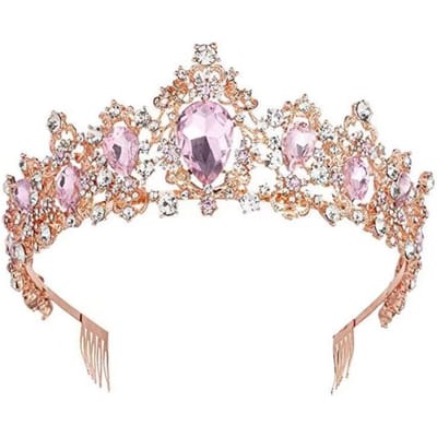 Kristalroze Kroon Bruidskroon Bruiloft Barok Koningin Gouden Grote Kroon Bruidsjurk Accessoires Sieraden white