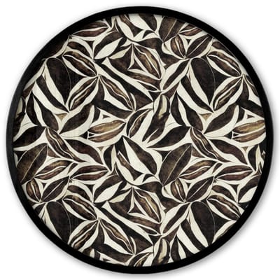 Poster in lijst Rond - Fotolijst 40x40 cm - Posters - Bruin - Bladeren - Patroon - Abstract - Ronde posterlijst zwart - Decoratie - Wanddecoratie woonkamer - Muurdecoratie slaapkamer
