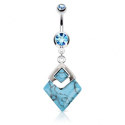 Navelpiercing half edelsteen hanger - Turquoise - LMPiercings