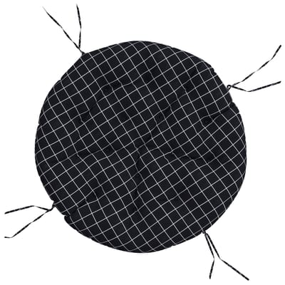 vidaXL - Zitkussen - rond - ruitpatroon - Ø - 100x11 - cm - oxford - stof - zwart