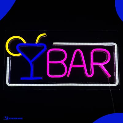 Neon Lamp - BAR Wit / Roze - Dimbaar - Incl. Ophanghaakjes - Neon Sign - Neon Verlichting - Neon Led Lamp - Wandlamp