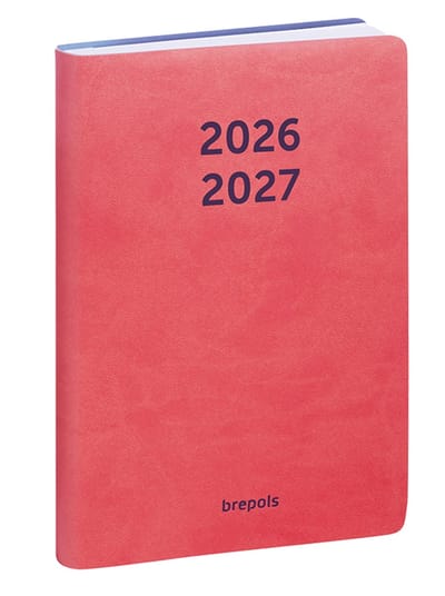 Brepols agenda 2026-2027 - COLORA - Schoolagenda - 1 dag per pagina - Semi-soepele omslag - Dagoverzicht - Rood - 11.5 x 16.9 cm
